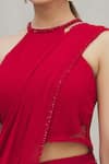 Arpan Vohra Red Georgette Round Pre-draped Saree With Blouse at Aza Fashions Arpan Vohra_Red Georgette Round Pre-draped Saree With Blouse _at_Aza_Fashions