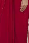 Arpan Vohra Red Georgette V Neck Pre-draped Saree With Blouse at Aza Fashions Arpan Vohra_Red Georgette V Neck Pre-draped Saree With Blouse _at_Aza_Fashions