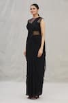 Shop_ARPAN VOHRA_Black Georgette Embroidery Round Pre-draped Saree Gown _Online_at_Aza_Fashions