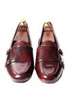 Shop_Artimen_Maroon Leather Handcrafted Double Monk Loafers _at_Aza_Fashions