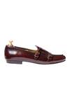 Artimen_Maroon Leather Handcrafted Double Monk Loafers _Online_at_Aza_Fashions