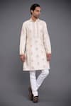 Buy_Raghavendra Rathore Jodhpur_Off White Silk Embroidery Thread Kurta _Online_at_Aza_Fashions