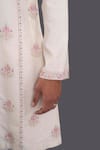 Raghavendra Rathore Jodhpur_Off White Silk Embroidery Thread Kurta _at_Aza_Fashions