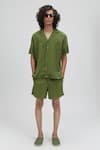 Buy_Terra Luna_Green 100% Linen Palawan Shirt _at_Aza_Fashions