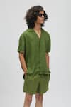 Terra Luna_Green 100% Linen Palawan Shirt _Online_at_Aza_Fashions