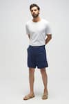 Buy_Terra Luna_Blue 100% Organic Handloom Oxford Cotton Plain Castro Scout Shorts _at_Aza_Fashions