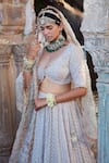 Buy_Kritika Dawar_Ivory Lehenga And Blouse Chikankari Georgette Embroidery Mukaish V Bridal Set _Online_at_Aza_Fashions