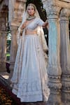 Kritika Dawar_Ivory Lehenga And Blouse Chikankari Georgette Embroidery Mukaish V Bridal Set _at_Aza_Fashions