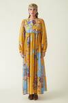 Buy_Payal Pratap_Yellow Cupro Cotton Lewoto Printed Maxi Dress_Online_at_Aza_Fashions