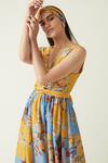 Buy_Payal Pratap_Yellow Cupro Cotton Tokala Flower Vine Print Dress_Online_at_Aza_Fashions