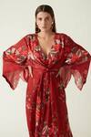 Buy_Payal Pratap_Red Satin Abong Rosette Bloom Print Dress_Online_at_Aza_Fashions
