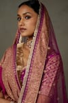 Buy_RI.Ritu Kumar_Pink Blouse And Lehenga Polyester Printed Paisley Leaf Neck Ashvika Bridal Set 