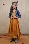 Tiny Colour_Yellow Kurta And Pant- Modal Print & Embellishment Block Jacket Set  _at_Aza_Fashions