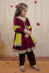 Shop_Tiny Colour_Wine Velvet, Georgette Sequins Flared Kurta Set _Online_at_Aza_Fashions