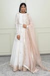 Buy_Sheetal Batra_White Organza, Crushed Cotton, Chanderi Round Anarkali Set _at_Aza_Fashions