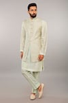 Buy_Vanshik_White Silk Kurta Bundi Set _at_Aza_Fashions