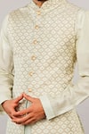 Buy_Vanshik_White Silk Kurta Bundi Set _Online_at_Aza_Fashions