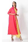 Kiran Uttam Ghosh_Pink Pleated Polyester Long Jacket  _Online_at_Aza_Fashions