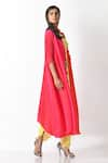 Buy_Kiran Uttam Ghosh_Pink Pleated Polyester Long Jacket  _Online_at_Aza_Fashions