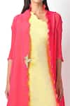 Shop_Kiran Uttam Ghosh_Pink Pleated Polyester Long Jacket  _Online_at_Aza_Fashions