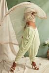 Shop_Priyanka Jain_Green Cape Organza Sweetheart Neck And Dhoti Pant Set _at_Aza_Fashions