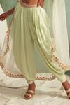 Priyanka Jain_Green Cape Organza Sweetheart Neck And Dhoti Pant Set _at_Aza_Fashions