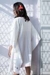 Shop Nikasha White Cotton V Neck Textured Kaftan Dress at Aza Fashions Shop_Nikasha_White Cotton V Neck Textured Kaftan Dress _at_Aza_Fashions
