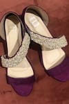 Shop_Modanta Footwear_Purple Pearls Cross Strap Embellished Heels _at_Aza_Fashions