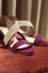 Modanta Footwear_Purple Pearls Cross Strap Embellished Heels _Online_at_Aza_Fashions