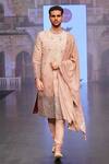 Buy_Soniya G_Cream Raw Silk Embroidery Floral Sherwani Set _at_Aza_Fashions