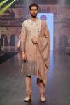 Shop_Soniya G_Cream Raw Silk Embroidery Floral Sherwani Set _at_Aza_Fashions