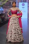 Shop_Soniya G_Multi Color Pure Silk Blend Print And Embroidery Floral High Bridal Lehenga Set _at_Aza_Fashions