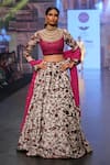 Soniya G_Multi Color Pure Silk Blend Print And Embroidery Floral High Bridal Lehenga Set _at_Aza_Fashions