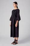 Buy_Rajesh Pratap Singh_Black Cotton Plain Boat Neck Bayla Dress  _Online_at_Aza_Fashions