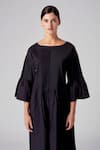 Shop_Rajesh Pratap Singh_Black Cotton Plain Boat Neck Bayla Dress  _Online_at_Aza_Fashions