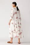 Shop_Umbar_White Cotton Crepe Mandarin Collar Embroidered Dress  _at_Aza_Fashions