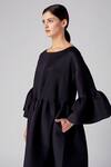 Rajesh Pratap Singh_Black Cotton Plain Boat Neck Hamira Dress  _at_Aza_Fashions