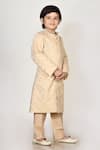Petite Pomme_Beige Handloom Cotton, Silk Embroidery Sherwani And Pant Set _Online_at_Aza_Fashions