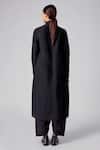 Shop_Rajesh Pratap Singh_Black Viscose Kataan Plain Shirt Collar Vira Pintuck Dress _at_Aza_Fashions