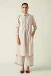 Buy_Payal Pratap_Beige Cotton Handloom Collared Neck Felis Shirt Tunic  _at_Aza_Fashions