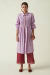 Buy_Payal Pratap_Purple Cotton Handloom Collared Neck Jason Tunic  _at_Aza_Fashions