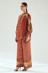 Buy_Rajdeep Ranawat_Orange Silk Floral Mandarin Collar Ramona Poncho Tunic _Online_at_Aza_Fashions