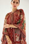 Shop_Rajdeep Ranawat_Orange Silk Floral Mandarin Collar Ramona Poncho Tunic _Online_at_Aza_Fashions