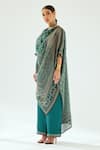 Rajdeep Ranawat_Green Silk Geometric Bias Cowl Neck Montijo Kaftan Tunic _Online_at_Aza_Fashions