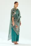 Buy_Rajdeep Ranawat_Green Silk Geometric Bias Cowl Neck Montijo Kaftan Tunic _Online_at_Aza_Fashions