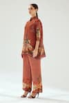 Buy_Rajdeep Ranawat_Orange Silk Floral Shirt Collar Maizah Tunic _Online_at_Aza_Fashions