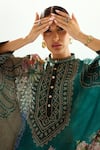 Shop_Rajdeep Ranawat_Green Silk Geometric Round Band Chanel Floral Pattern Tunic _Online_at_Aza_Fashions