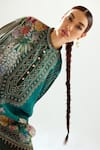 Rajdeep Ranawat_Green Silk Geometric Round Band Chanel Floral Pattern Tunic _at_Aza_Fashions