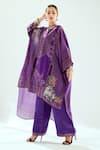 Shop_Rajdeep Ranawat_Purple Silk Printed Geometric Round Hibika Kaftan Tunic _Online_at_Aza_Fashions