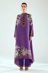 Rajdeep Ranawat_Purple Silk Printed Floral Band Zeynep Long Tunic _Online_at_Aza_Fashions